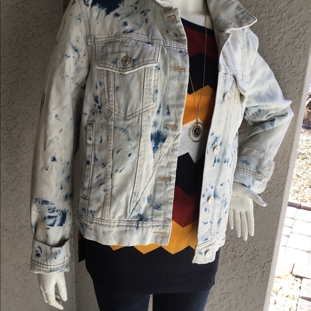 Nwt FREE PEOPLE‎ JONES TIEDYE BLUE DENIM JACKET - Picture 2 of 11